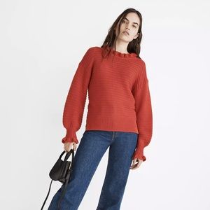 Madewell ruffle neck pullover sweater